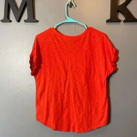 Lucky Brand Women's Half button down short sleeve top orange Size small - Picture 4 of 5